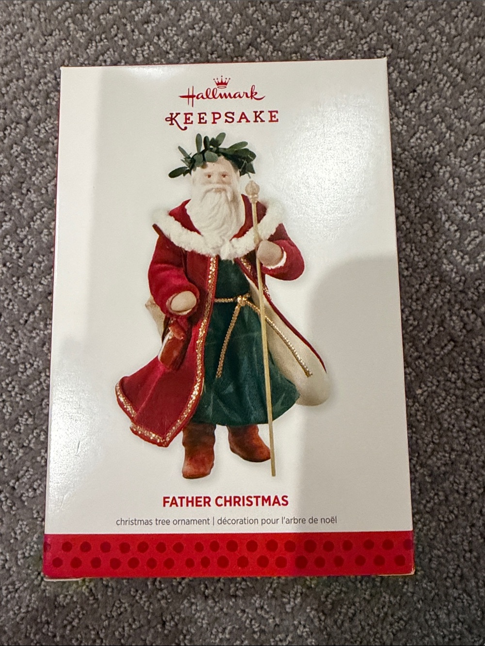 Hallmark 2013 Father Christmas Ornament - Red, Green & Gold Accents